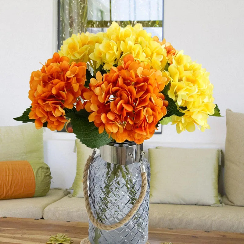 Artificial Flowers Silk Hydrangea Bride Bouquet Wedding Home New Year Decoration Accessories for Vase Plants Arrangement