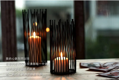 2025 Iron Stand Black Candle Holder Desk Romantic Wedding Decoration Candlestick Holder Dinner Candelabrum Candelabra