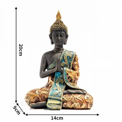 Large Buddha Statue Mysterious Fish Tank Decoration Mini Buddhism Figurine Desk Decor Ornament Hand-Painted Sculpture Sandstone