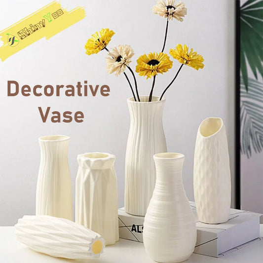 Unbreakable Vase for Flowers Ceramic Look Plastic Vase for Home Decor Living Room Table Wedding Party Living Room Decor Ornament