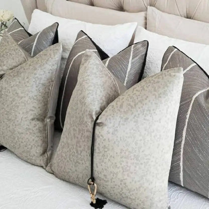 Arabic Style Throw Pillow Cover Luxury Jacquard Hotel Decoration Macrame Gray Square Cushion Cover Custom Tassel
