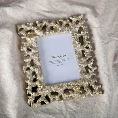 Mediterranean Style  Resin Frame Table Coral 7 Inch Photo Frame For Wedding Gift Shell Frame Home Decoration Accessories