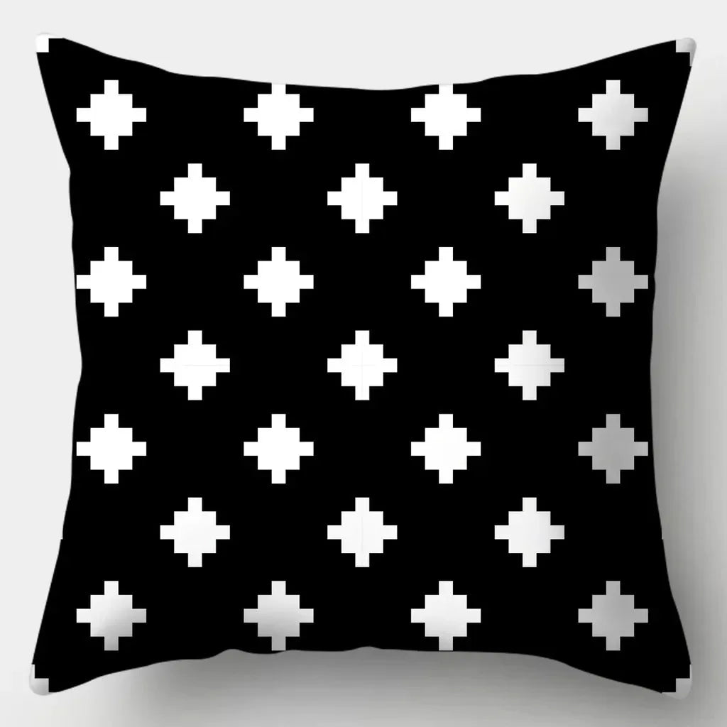 Home Decor Black & White Geometric Pattern Pillow Covers Pattern Cushion Cover Suitable for Sofa Bedroom Car Pillow Cover