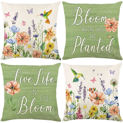 4pcs/set Throw Pillow Case Botanical 45*45cm Square Cushion Cover Decorative Single-Sided Pillow Cover For Living Room Bedroom