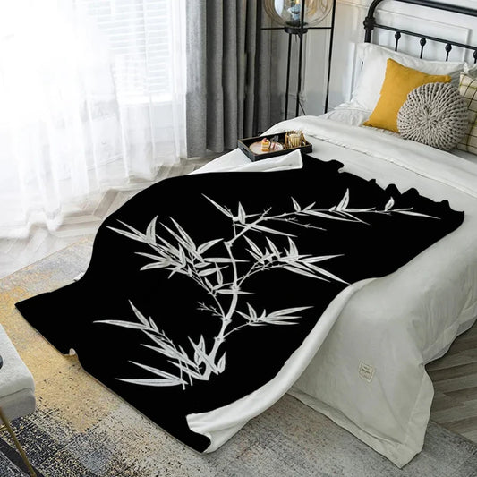 Blue Floral Pattern Microfiber Flannel Cover Blanket Bedroom Living Room Sofa Soft And Comfortable Home Decoration