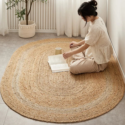 Carpet for Living Room Japanese natural pure jute hand-woven wear-resistant entrance mat double-sided bedroom rugs Ковер Tapis