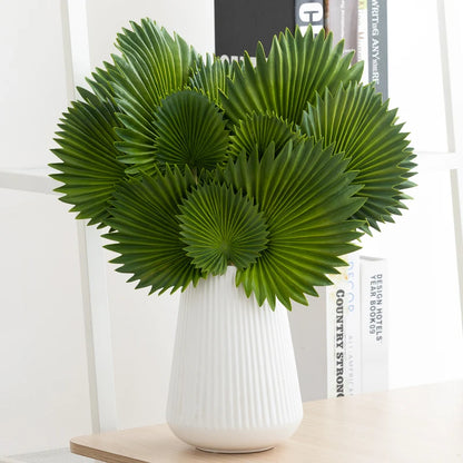 Turtle Back Leaves Artificial Plants Green Wedding Home Garden Outdoor Plant Tropical Party Palm Fan Leaves Wall Decoration