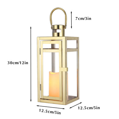 Stainless Steel Candle Holder Lanterns Rose Gold Hanging Lantern Candlestick Light for Indoor Outdoor Weddings Party Home Decor