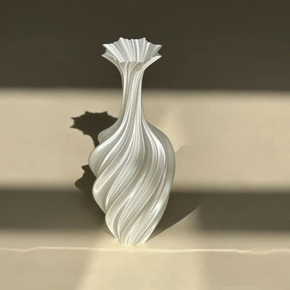 3D Printed Vase, Pink/White/Black Vase with Silk Texture for Hydroponic Flowers/Home Desktop Decoration