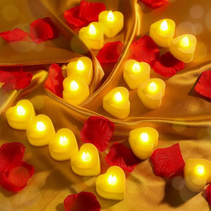24Pcs Flameless Led Candle For Home Christmas Party Wedding Decoration Heart-shaped Electronic Battery-Power Tealight Candles