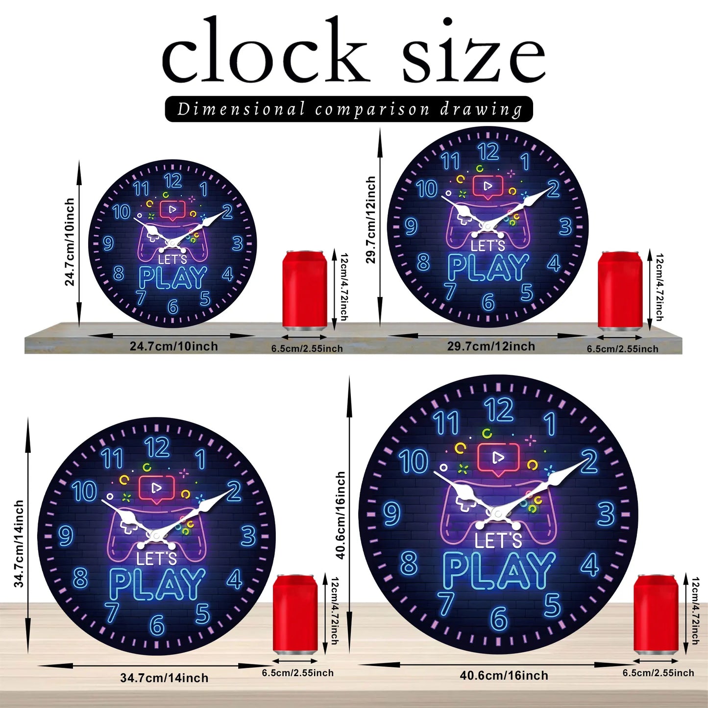 Creative game handle wooden wall clock, modern design silent wall clock, living room, dining room decoration, home decoration