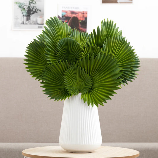 Turtle Back Leaves Artificial Plants Green Wedding Home Garden Outdoor Plant Tropical Party Palm Fan Leaves Wall Decoration