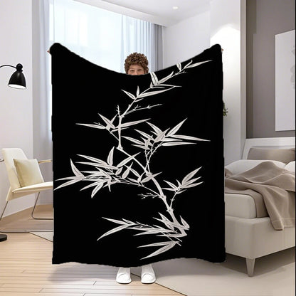 Blue Floral Pattern Microfiber Flannel Cover Blanket Bedroom Living Room Sofa Soft And Comfortable Home Decoration