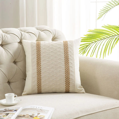 45X45cm(18x18inch)  Cotton & Burlap Throw Pillow Covers Boho Farmhouse Textured Striped Woven Cushion Covers For Bed Sofa Shop