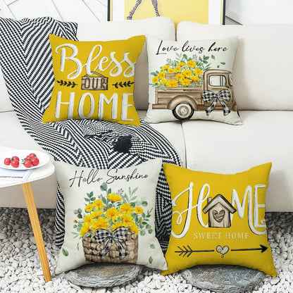 4pcs/set Throw Pillow Case Botanical 45*45cm Square Cushion Cover Decorative Single-Sided Pillow Cover For Living Room Bedroom