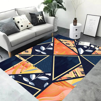 Nordic Style Orange Geometry Large Living Room Carpet Modern Decoration Bedroom Soft Non-slip Carpet Large Area Sofa Side Rug