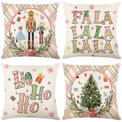 4pcs/set Throw Pillow Case Botanical 45*45cm Square Cushion Cover Decorative Single-Sided Pillow Cover For Living Room Bedroom