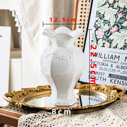 Retro Relief Cerc Flower Vase Creative White Home Decor Fre Flowers Living Room Dining Table Entrance Decorative Ornaments