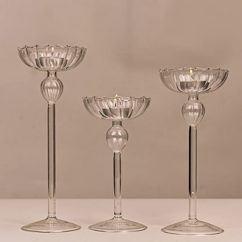 European high foot striped candlestick home decoration decoration wedding articles Romantic candlelight dinner candlestick props