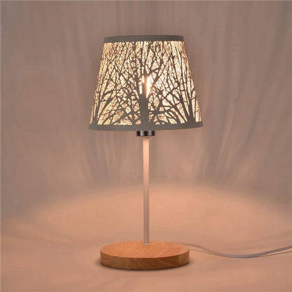 Small Lamp Shade,Barrel Metal Lampshade with Pattern of Trees for Table Chandelier Wall Lamp White