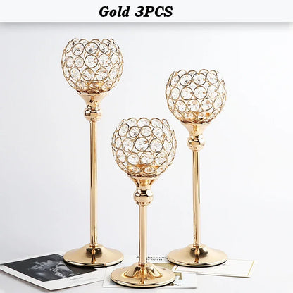 Crystal Candle Holder Modern Tealight Candlestick Home Christmas Party Candle Stand Wedding Dinning Table Centerpiece Decoration
