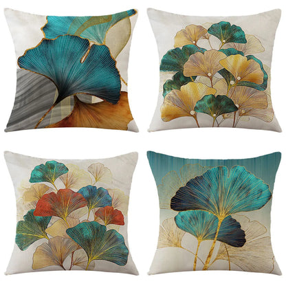 4pcs/set Throw Pillow Case Botanical 45*45cm Square Cushion Cover Decorative Single-Sided Pillow Cover For Living Room Bedroom