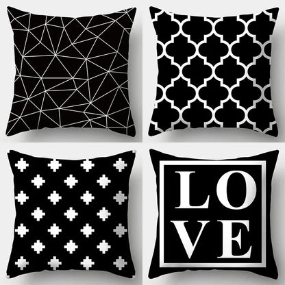 Home Decor Black & White Geometric Pattern Pillow Covers Pattern Cushion Cover Suitable for Sofa Bedroom Car Pillow Cover