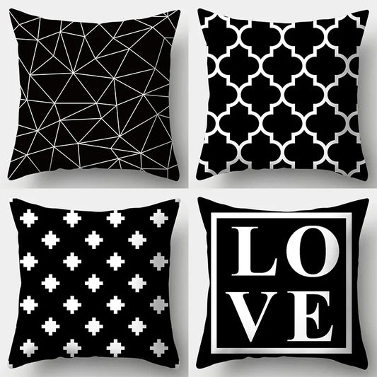 Home Decor Black & White Geometric Pattern Pillow Covers Pattern Cushion Cover Suitable for Sofa Bedroom Car Pillow Cover