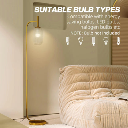 Modern Gold Floor Lamp with Glass Shade Stylish Standing Light for living Room for bedroom Foot Switch Design Bulb Not
