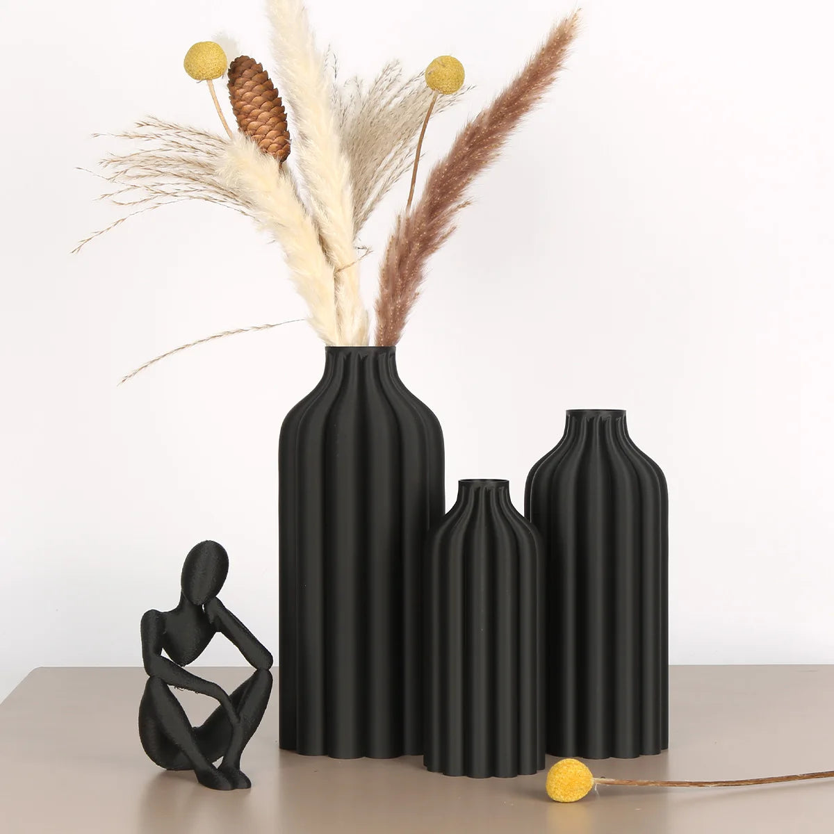 3-piece set, Bohemian style vase set, suitable for living room, dining room and office decoration - elegant vases