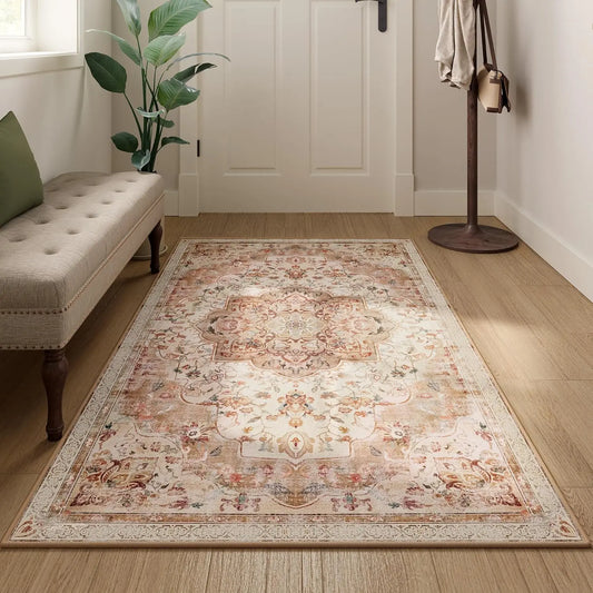 SONGMICS HOME Area Rug, 80 x 150 cm Rug for Bedroom, Non-Slip Carpet, Traditional Vintage Style, Home Decor