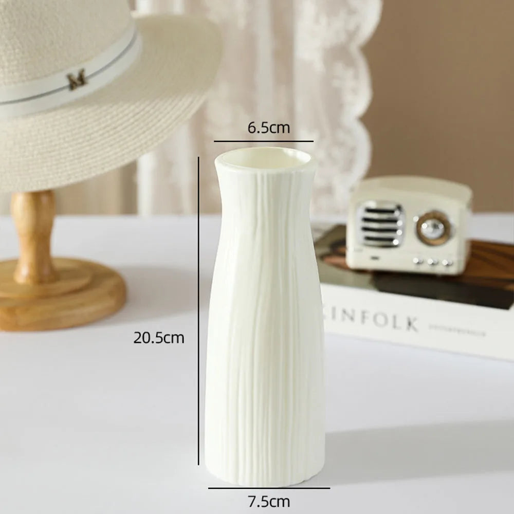 Unbreakable Vase for Flowers Ceramic Look Plastic Vase for Home Decor Living Room Table Wedding Party Living Room Decor Ornament