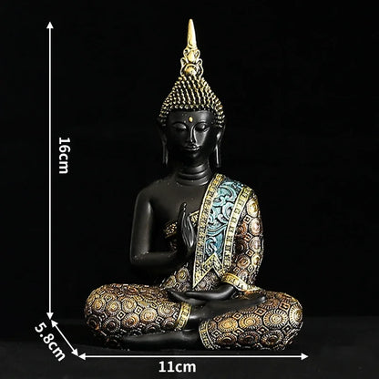 Large Buddha Statue Mysterious Fish Tank Decoration Mini Buddhism Figurine Desk Decor Ornament Hand-Painted Sculpture Sandstone