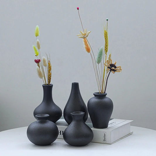 5-piece Set Of Simple Ceramic Vases, Fresh Small Vases, Desktop Decorations, Simple Porch, TV Cabinet, Home Crafts