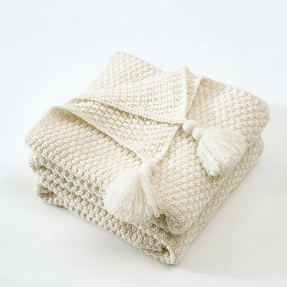 Nordic Wool Blanket Sofa Tassel Knitted Ball Super Warm Cozy Throw Blankets For Office Siesta Air-conditioner Bedspread Bedding