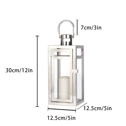 Stainless Steel Candle Holder Lanterns Rose Gold Hanging Lantern Candlestick Light for Indoor Outdoor Weddings Party Home Decor