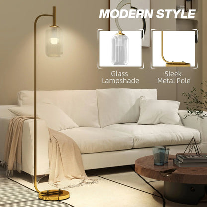 Modern Gold Floor Lamp with Glass Shade Stylish Standing Light for living Room for bedroom Foot Switch Design Bulb Not