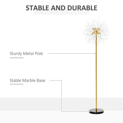 160cm Dandelion Crystal Floor Lamp with Foot Switch Stylish Home Lighting Decor Modern Design for Living Room Bedroom