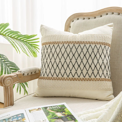 45X45cm(18x18inch)  Cotton & Burlap Throw Pillow Covers Boho Farmhouse Textured Striped Woven Cushion Covers For Bed Sofa Shop