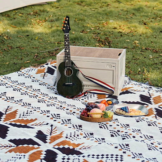 Retro Outdoor Camping Mat Ethnic Bohemian Throw Sofa Blankets with Tassel Moisture-proof Polyester Cotton Travel Garden Rug