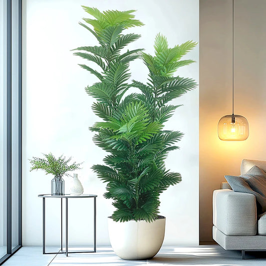 150cm Large Artificial Palm Tree Tropical Fake Plants Real Touch Palm Leafs Plastic Banyan Tree for Home Garden Shop Party Decor