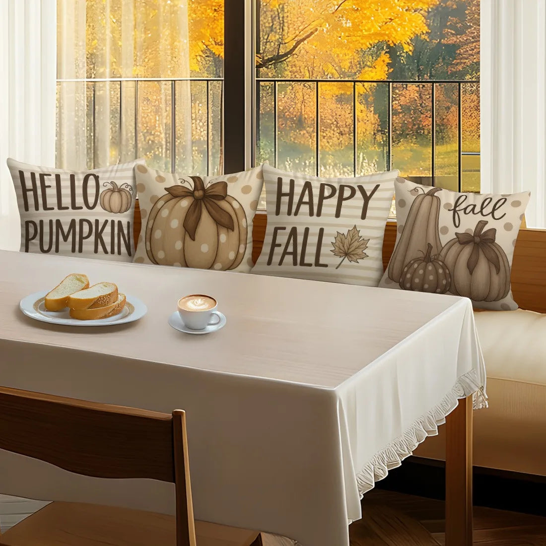 Home Decor Hello Pumpkin & Happy Fall Decorative Pillows Pattern Cushion Cover Suitable For Sofa Bedroom Car Pillow Cover
