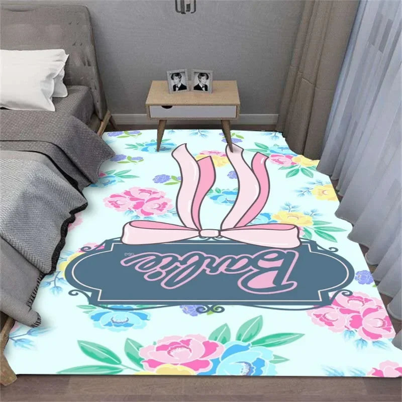 MINISO Romantic Barbie Pink Heart Carpet for Living Room Bedroom Kid's Room Area Rug Non-slip Mat Sofa Table Mats Home Decor