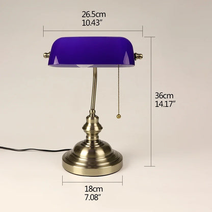 Desk lamp Table Light glass banker‘s lamp zipper switch for bedroom home stuy restaurant library office light night lamp