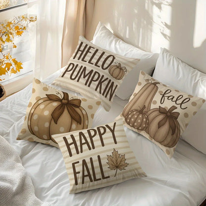 Home Decor Hello Pumpkin & Happy Fall Decorative Pillows Pattern Cushion Cover Suitable For Sofa Bedroom Car Pillow Cover
