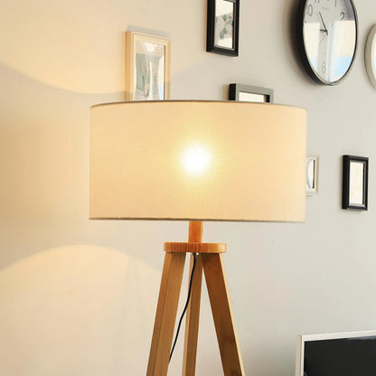Elegant Tripod Floor Lamp with Linen Shade and Storage Shelf for living Room and Bedroom 154cm Cream Reading Light