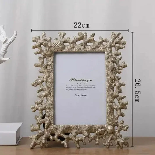Mediterranean Style  Resin Frame Table Coral 7 Inch Photo Frame For Wedding Gift Shell Frame Home Decoration Accessories