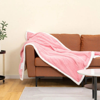 GOFLAME 160x130cm Electric Heated Blanket Throw, Cotton Wool & Rabbit Velvet Reversible Blanket w/9 Heat Settings