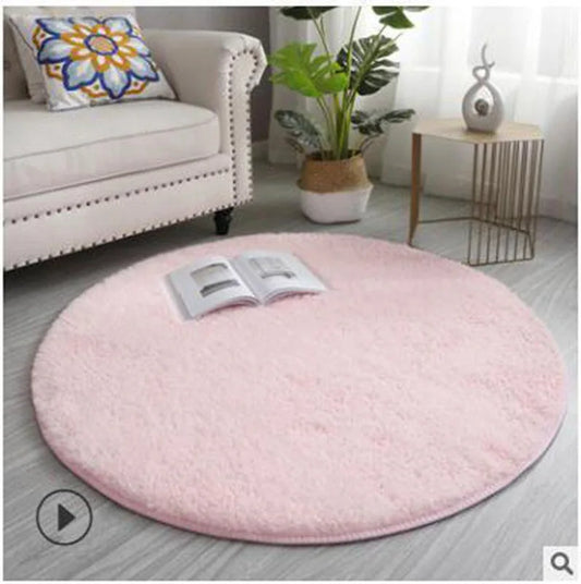 VIKAMA Plush Round Carpet Living Room Plush Solid Color Rug Children's Bedroom Waterproof Blanket Bedside Play Mat Home Decor