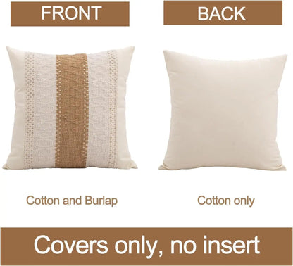 45X45cm(18x18inch)  Cotton & Burlap Throw Pillow Covers Boho Farmhouse Textured Striped Woven Cushion Covers For Bed Sofa Shop